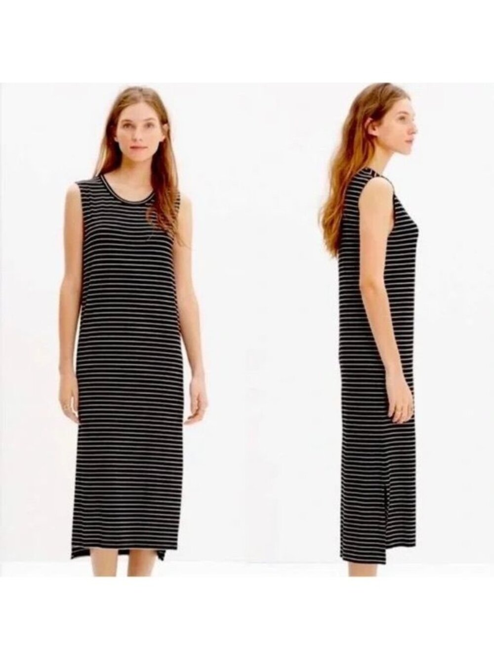 Madewell Sleeveless Striped Midi Dress Black & White Size Small Style B9138